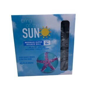 Bring on the Sun Mermaid Blue Super Bounce Playground Ball 20” w/ Pump NIB
